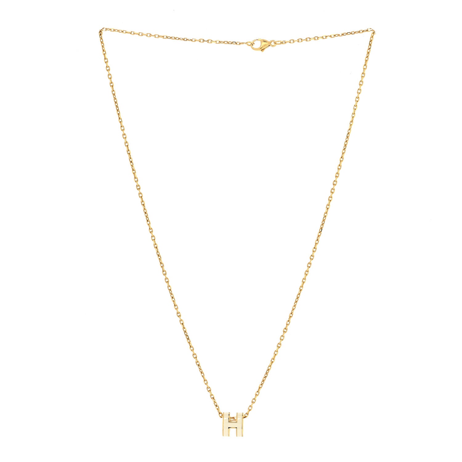 Hermes Lacquered Rose Gold Mini Pop H Pendant Necklace White 3 of 6