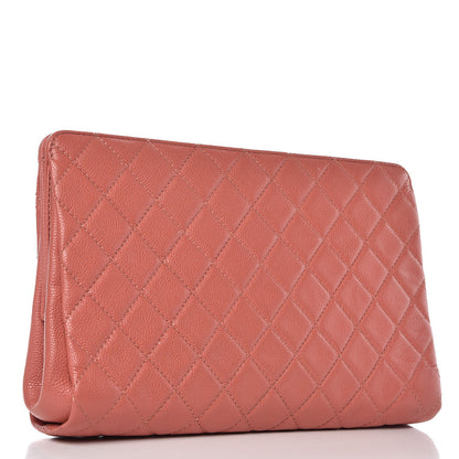 Chanel Caviar Quilted CC Large Clutch Coral 3 of 9