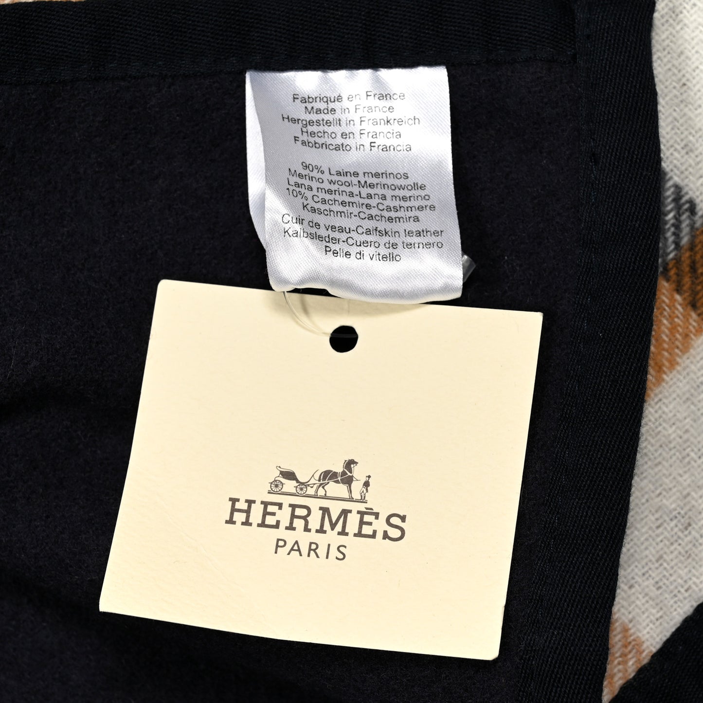 Wool Cashmere Sikkim Calfskin Reversible Camail Poncho Navy Camail