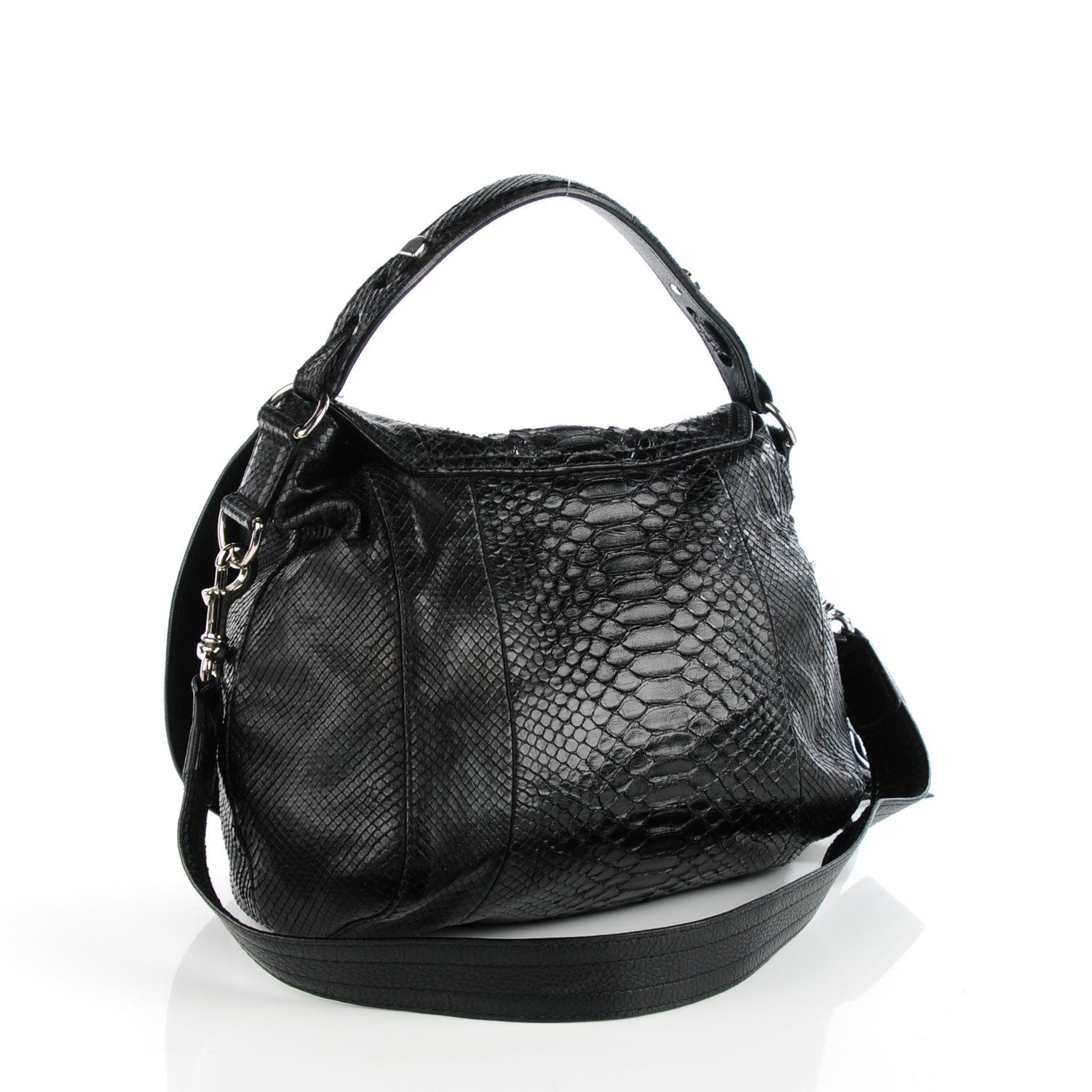 Gucci Python Large Techno Horsebit Shoulder Flap Bag Black 3 of 7