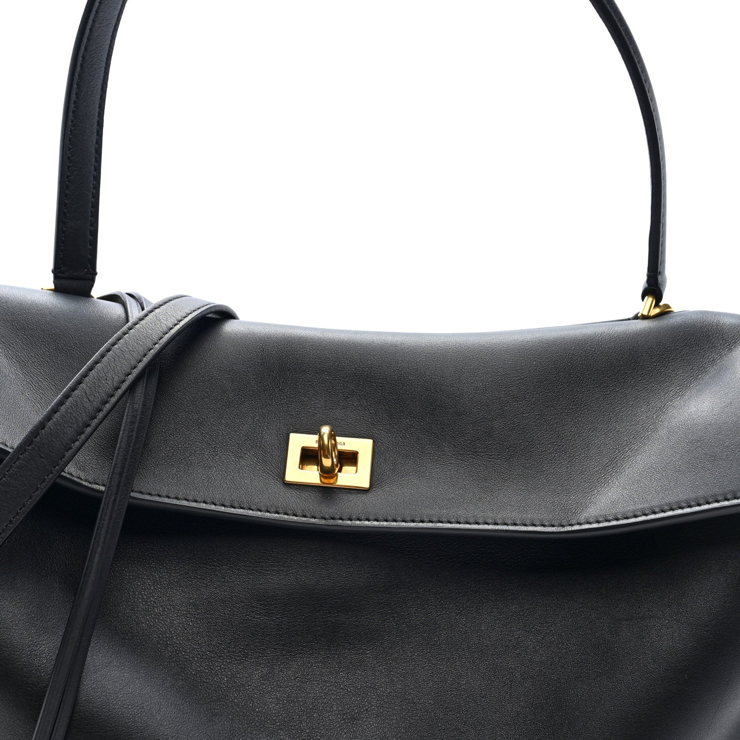 Balenciaga Natural Smooth Calfskin Medium Rodeo Top Handle Handbag Black 7 of 9