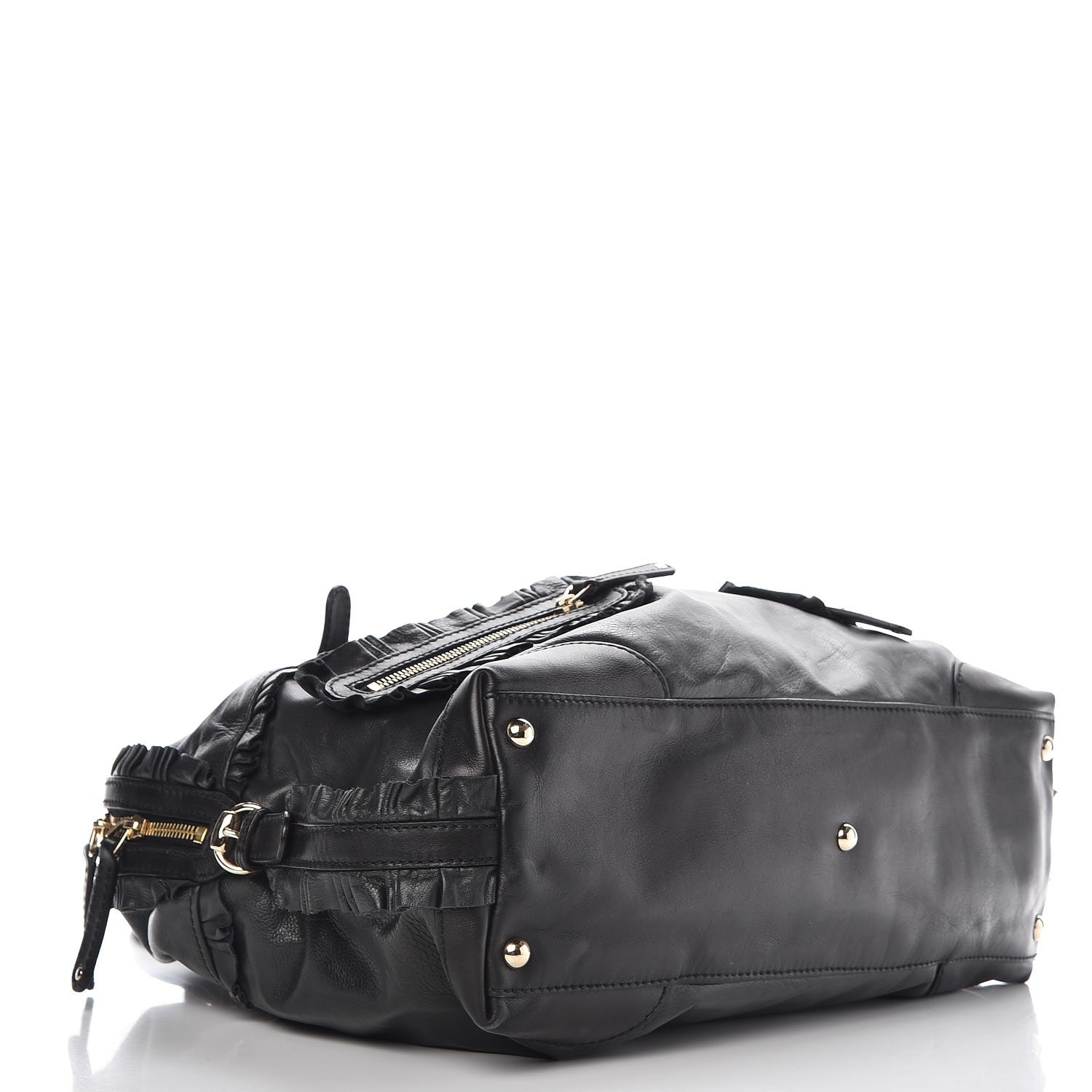 Gucci Calfskin Ruffle Medium Sabrina Boston Tote Black 4 of 7