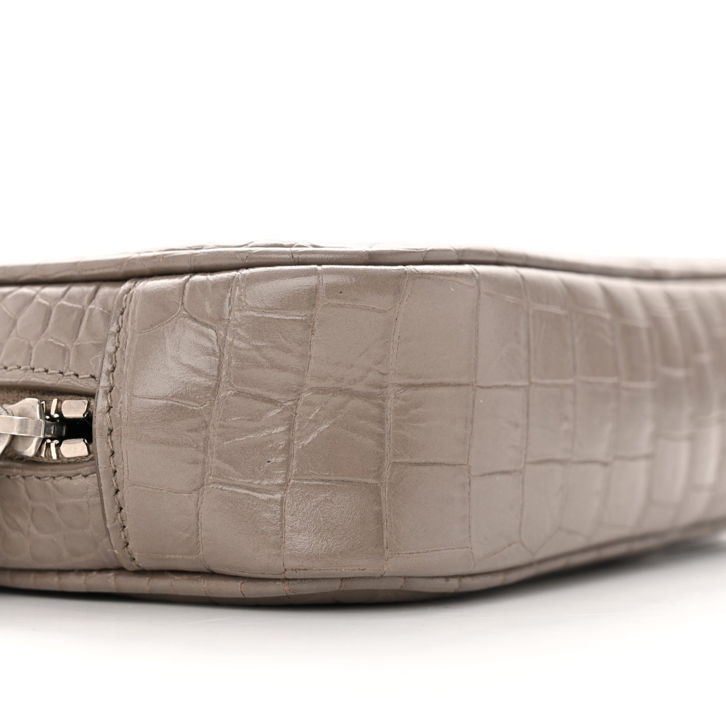 Calfskin Crocodile Embossed Monogram Mini Lou Camera Bag Fog