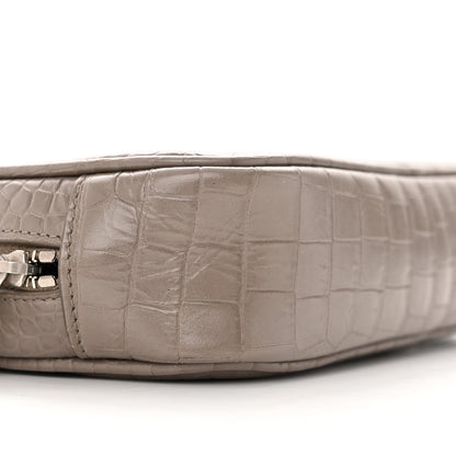 Saint Laurent Calfskin Crocodile Embossed Monogram Mini Lou Camera Bag Fog 9 of 13