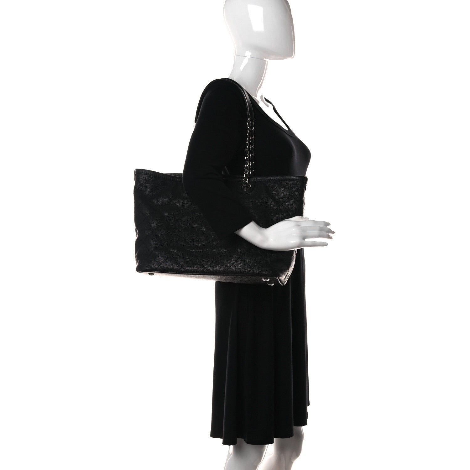 Chanel Grained Calfskin Quilted Small Daily Shopping Tote Black 2 of 17