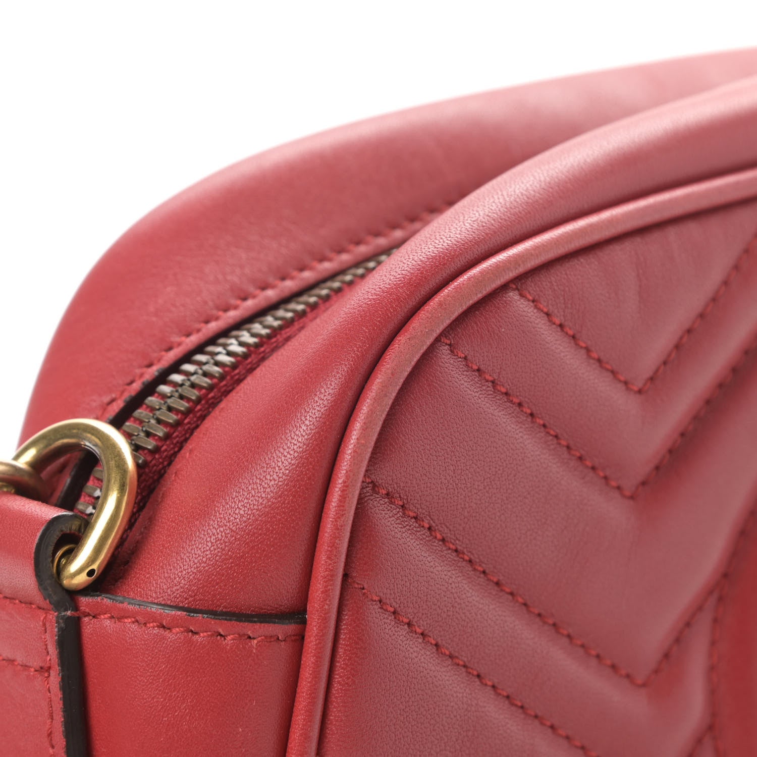 Gucci Calfskin Matelasse Small GG Marmont Chain Shoulder Bag Hibiscus Red 14 of 16