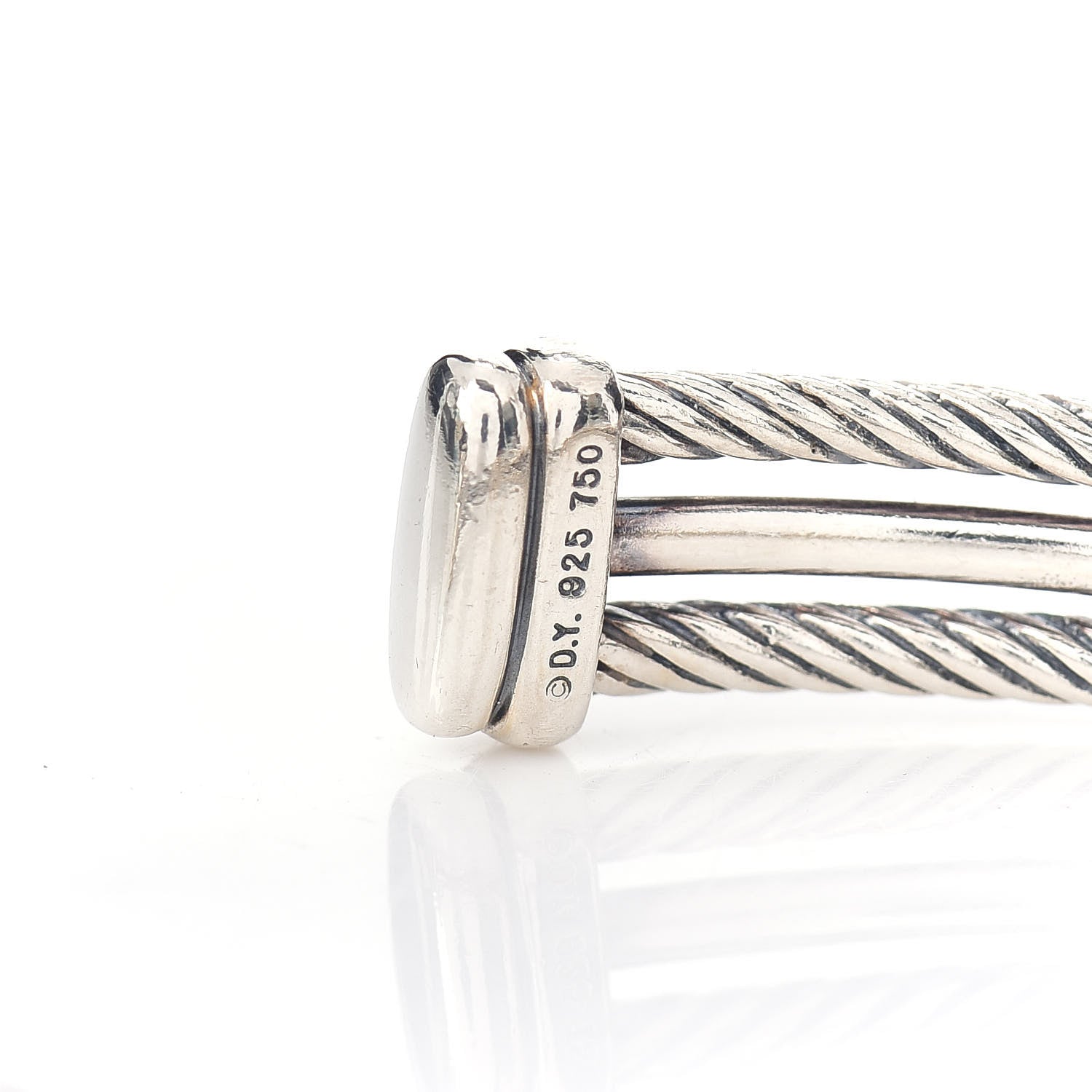 David Yurman Sterling Silver 18K Yellow Gold 7mm Crossover X Bracelet 4 of 4