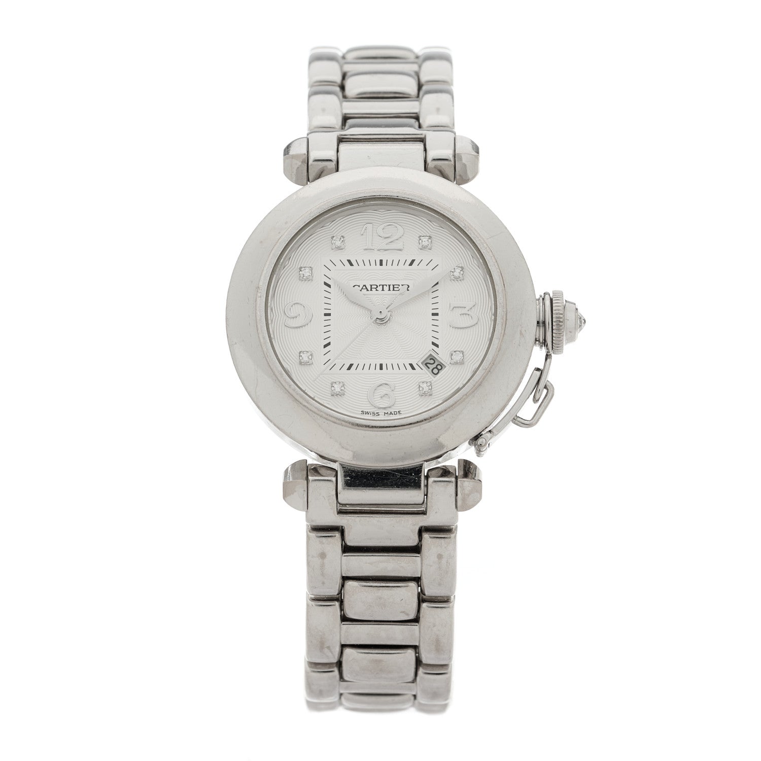 Cartier 18K White Gold Diamond 32mm Pasha C Automatic Watch 1 of 4