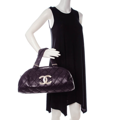 Chanel Lambskin Quilted Large Bowler Purple 2 of 7