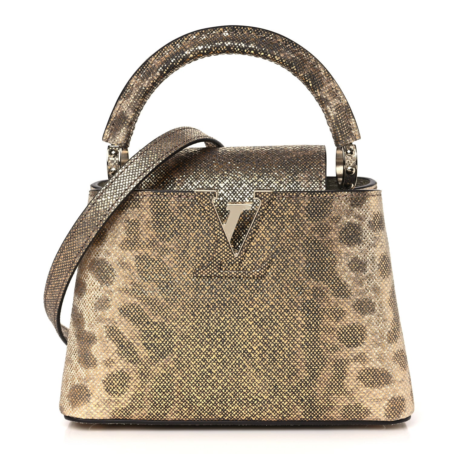 Louis Vuitton Metallic Lizard Capucines Mini Gold 1 of 8