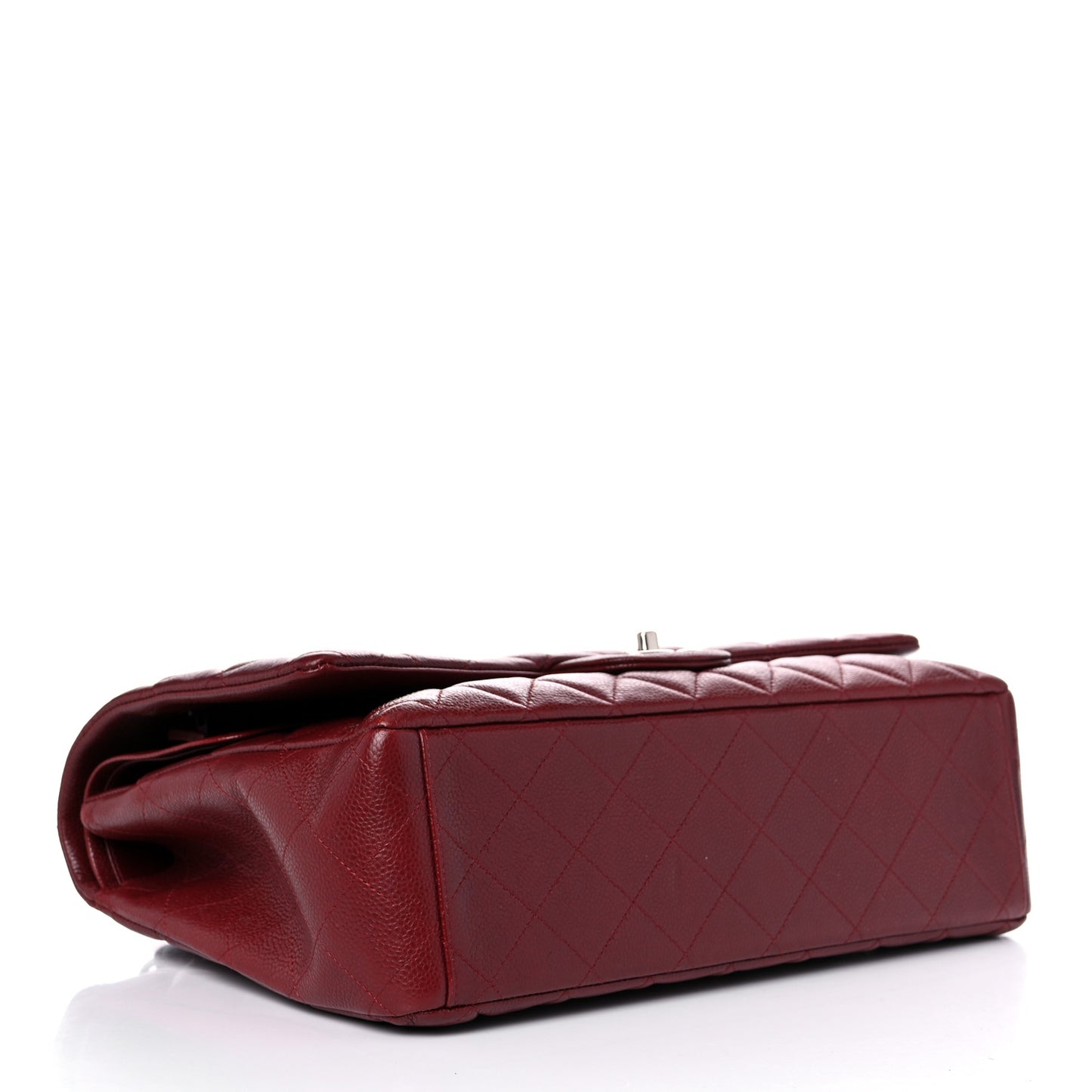 Caviar Quilted Maxi Double Flap Dark Red