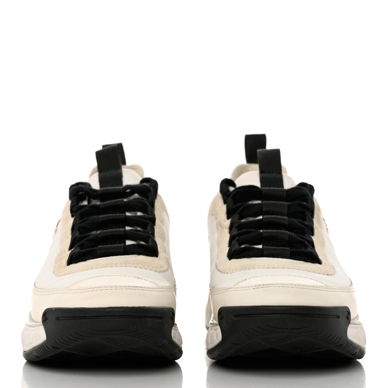 Chanel Velvet Calfskin Mixed Fibers CC Sneakers 39 Ivory Black 2 of 9