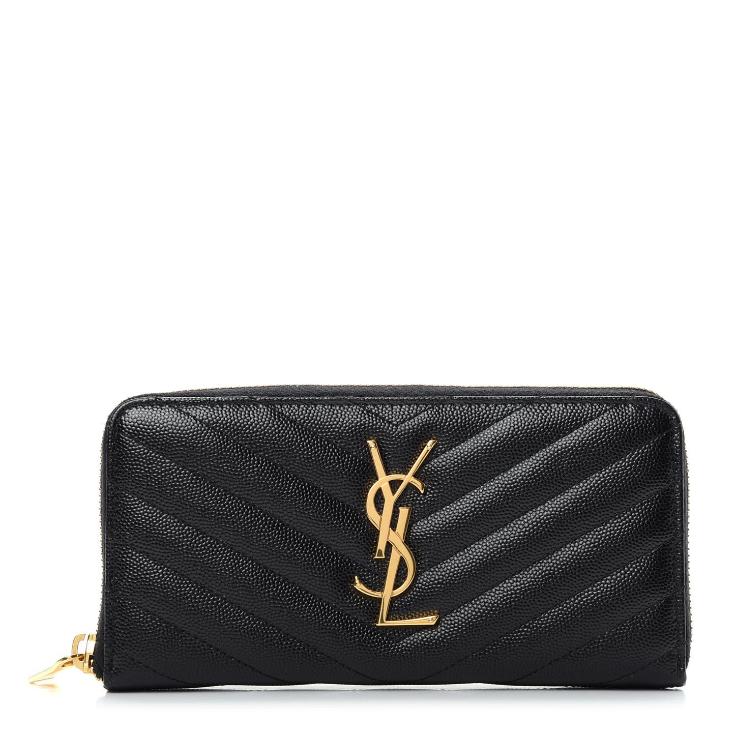 Grain De Poudre Matelasse Chevron Monogram Zip Around Wallet Black