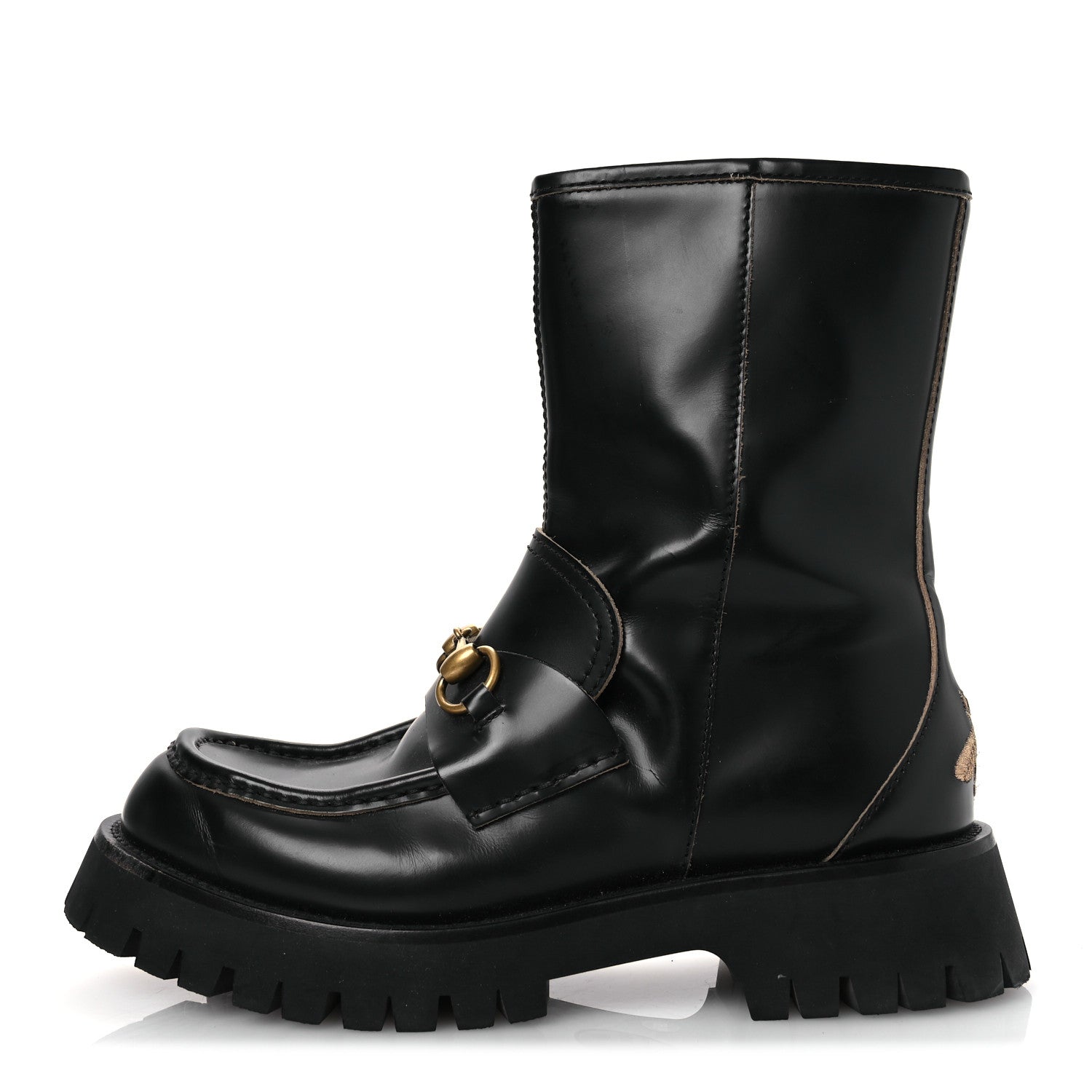 Gucci Cordovan Lux Womens Harald Horsebit 25mm Platform Boots 39.5 Black 1 of 12