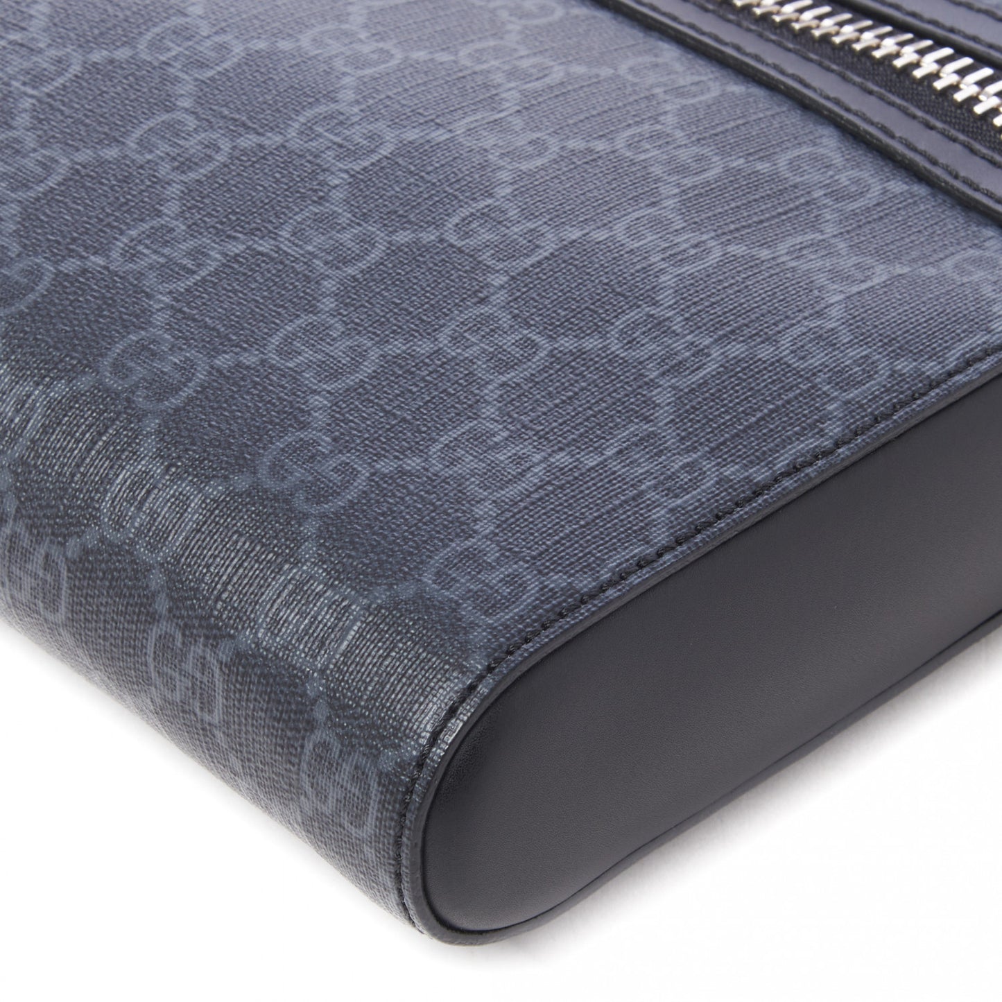 GG Supreme Monogram Web Small Flat Messenger Bag Black Grey