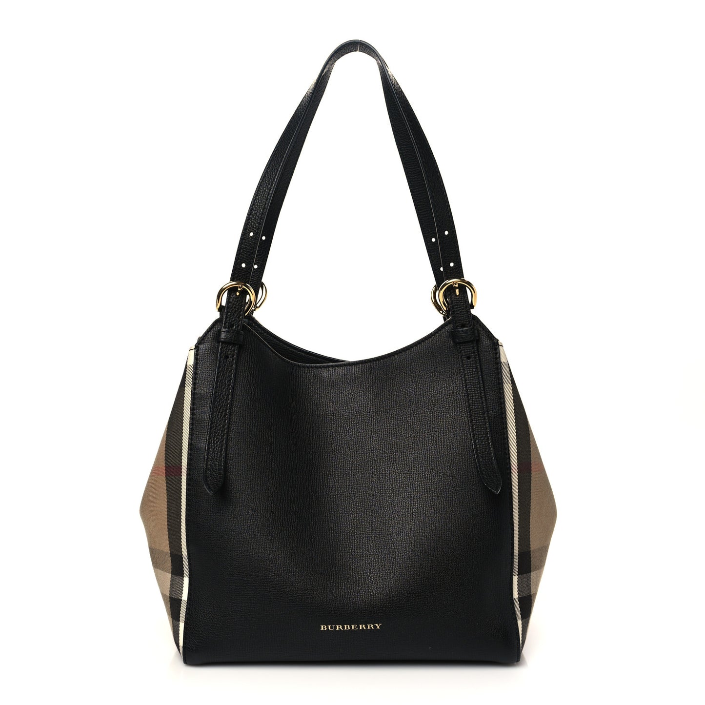 Grainy Calfskin House Check Small Canterbury Black