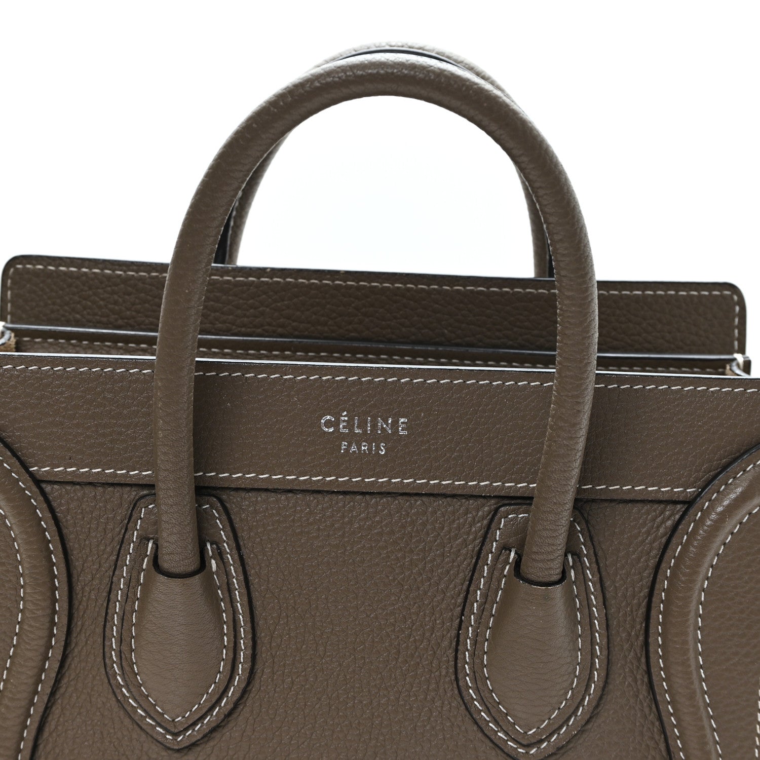 Celine Drummed Calfskin Nano Luggage Souris 8 of 11