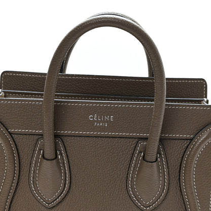 Celine Drummed Calfskin Nano Luggage Souris 8 of 11