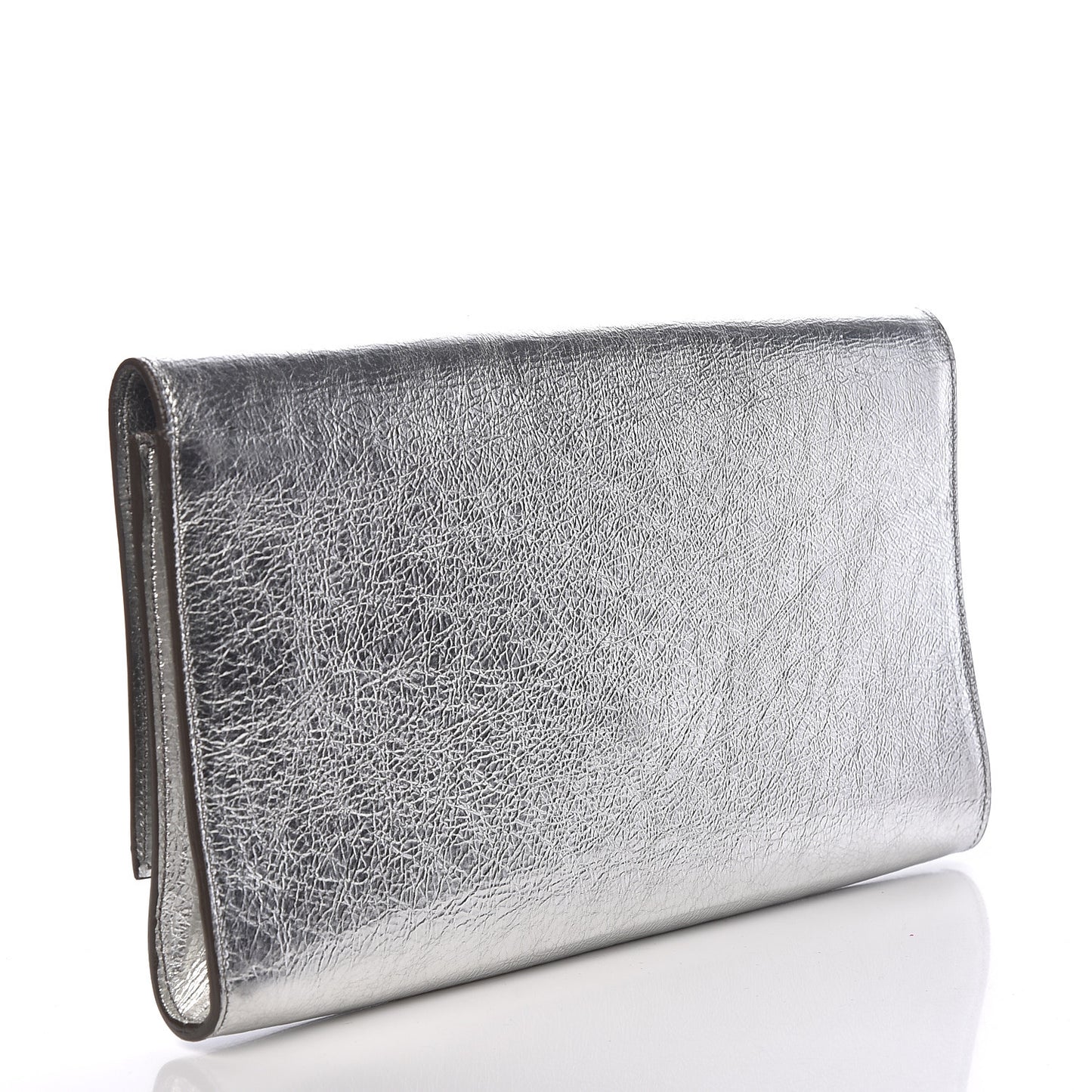 Metallic Textured Large Belle De Jour Clutch Silver