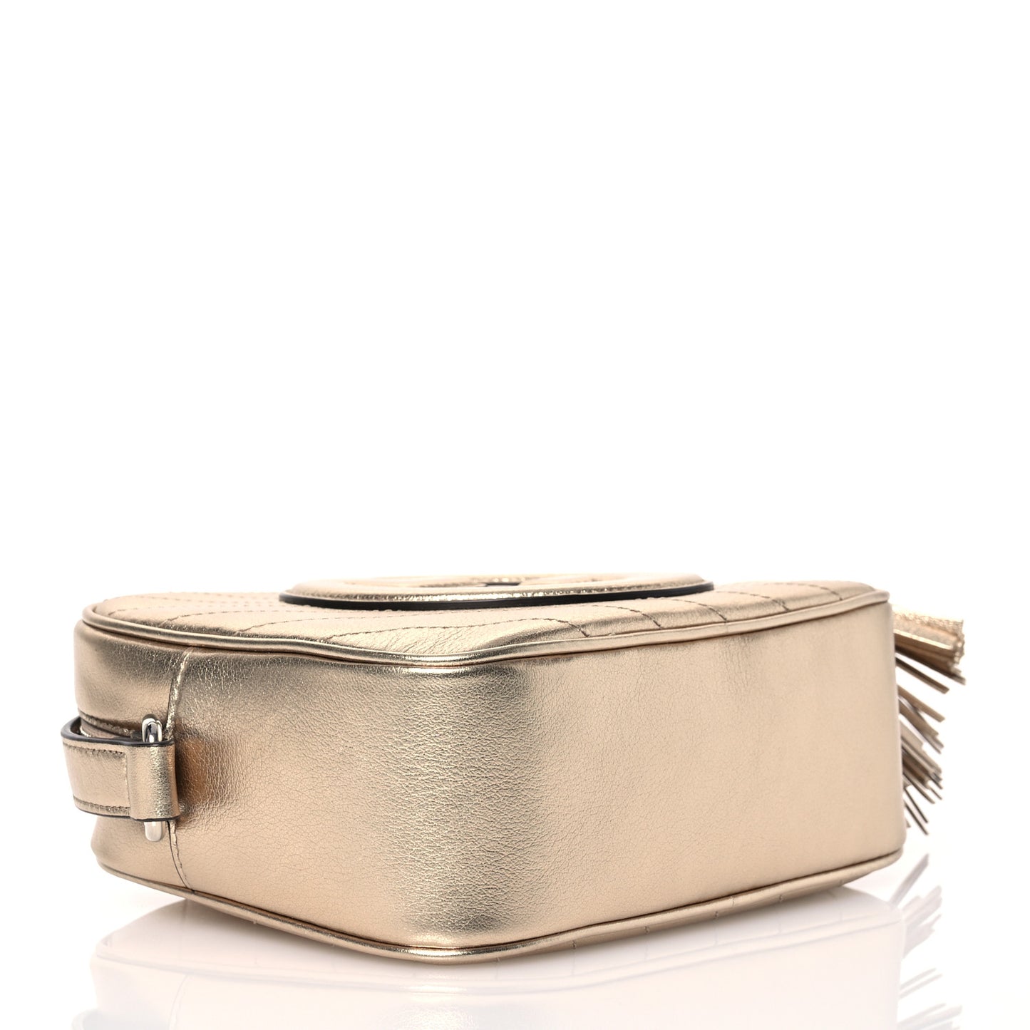 Metallic Sakai Be Green Calfskin Diagonal Stitched Small Blondie Shoulder Bag Gold