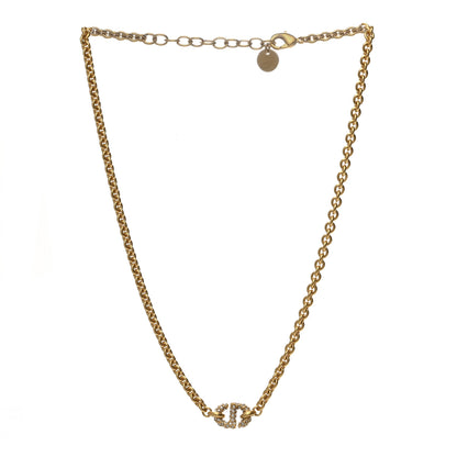 Christian Dior Metal Crystal Petite CD Choker Necklace Gold 2 of 4