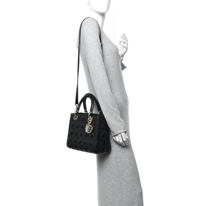 Christian Dior Lambskin Cannage Medium Lady Dior Black 2 of 11