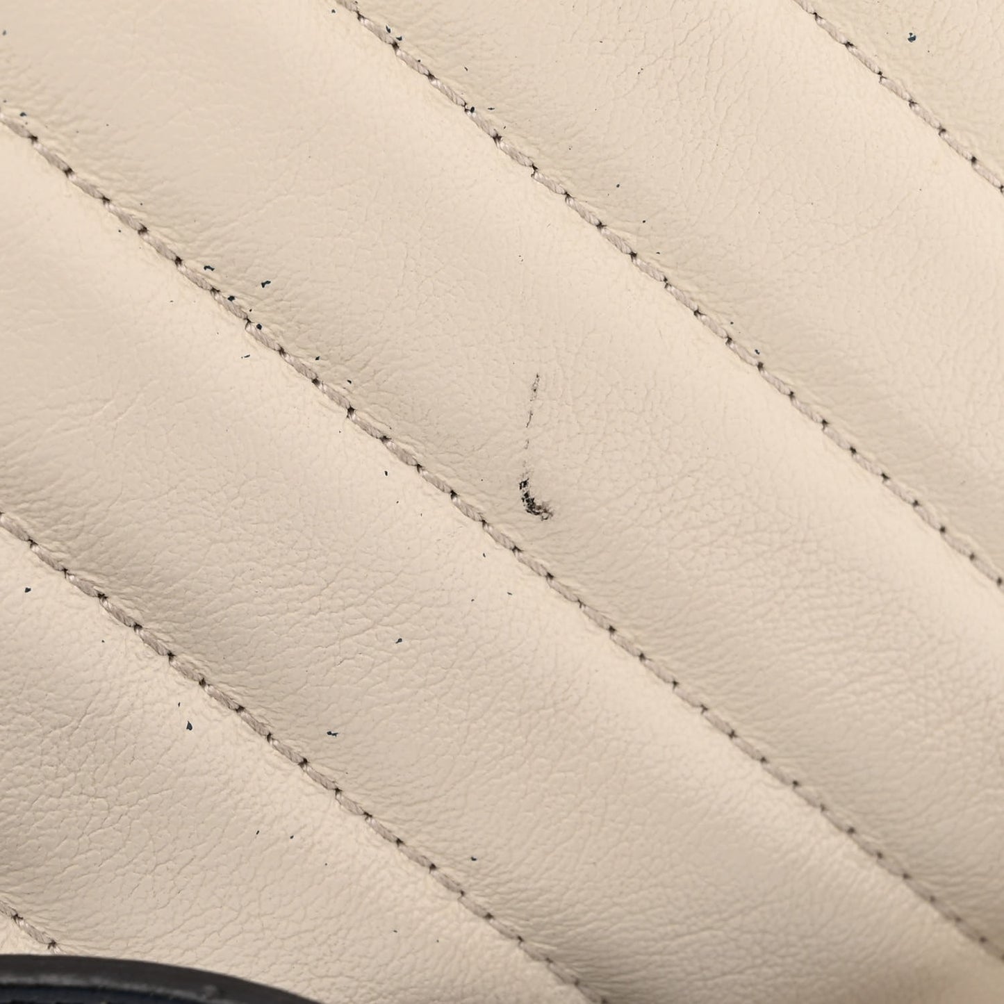 Vintage Effect Calfskin Matelasse Diagonal Small Torchon GG Marmont Chain Shoulder Bag Mystic White Blue Agata