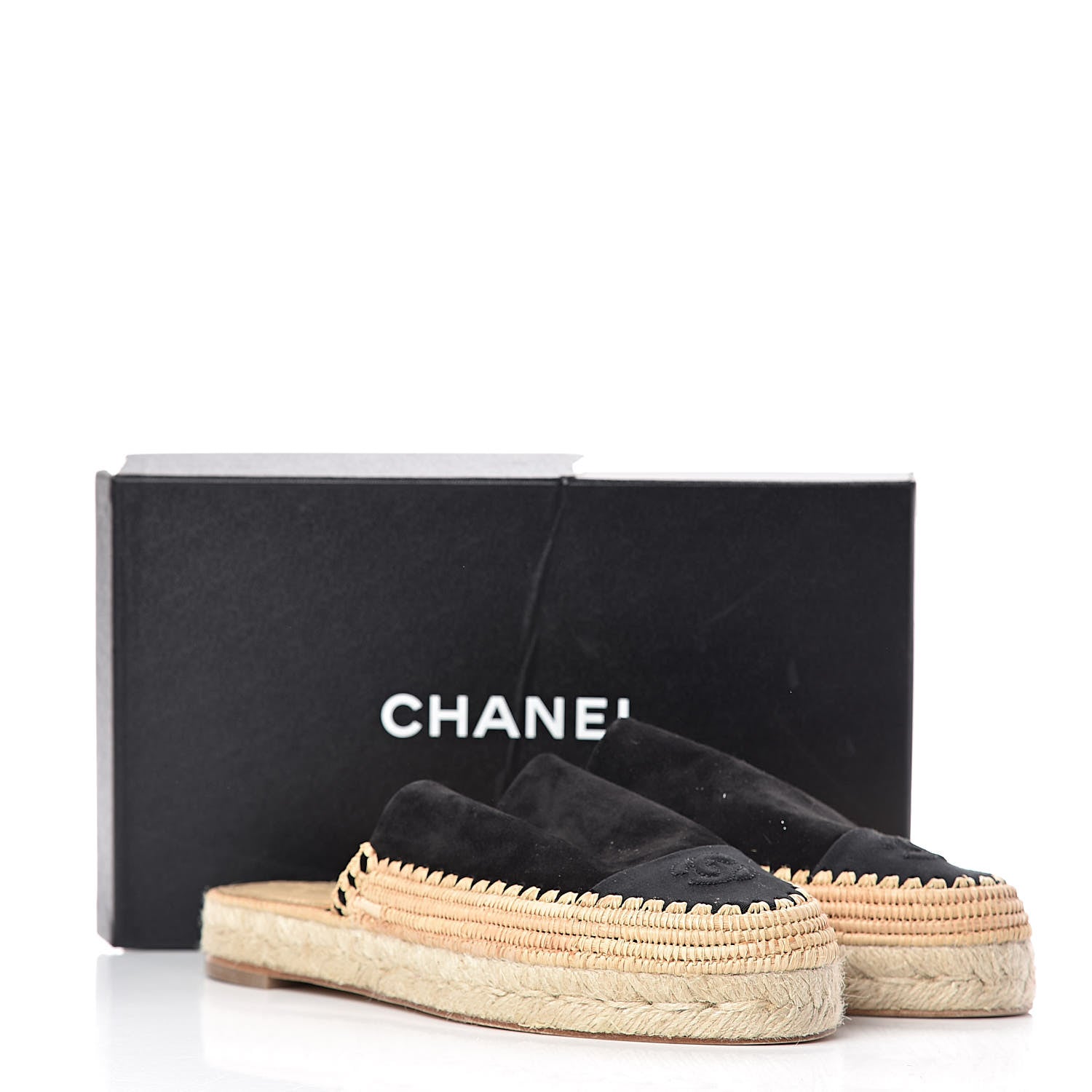 Chanel Suede Grosgrain CC Espadrille Mules 42 Black 12 of 12