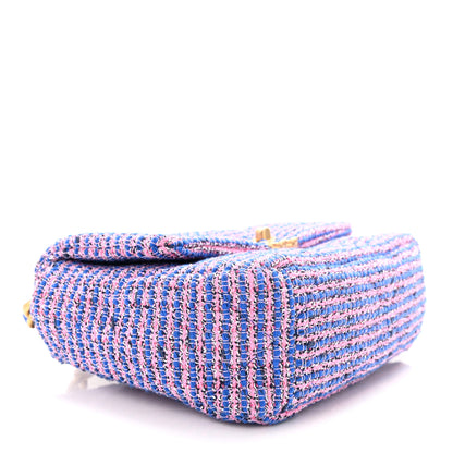 Chanel Tweed Quilted Medium Chanel 19 Flap Blue Pink 4 of 11