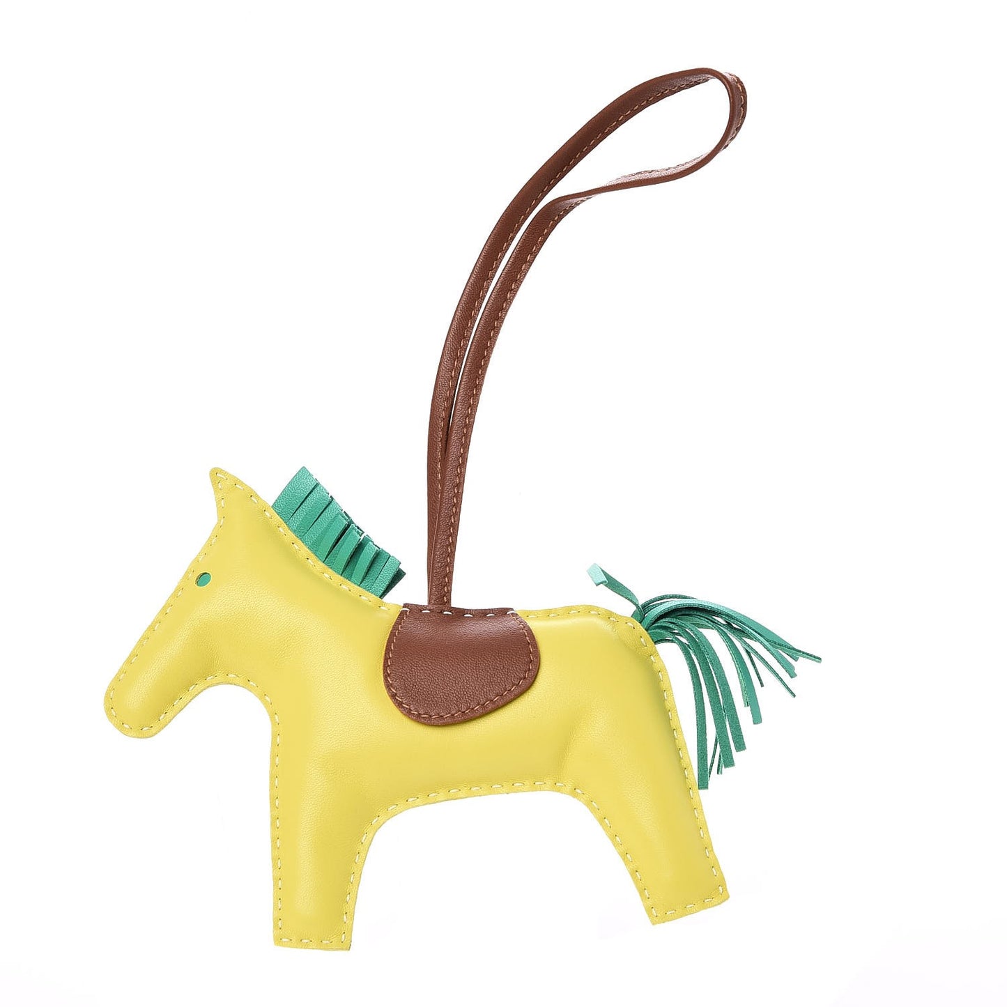 Milo Lambskin Grigri Rodeo Horse Bag Charm GM Lime Menthe Fauve