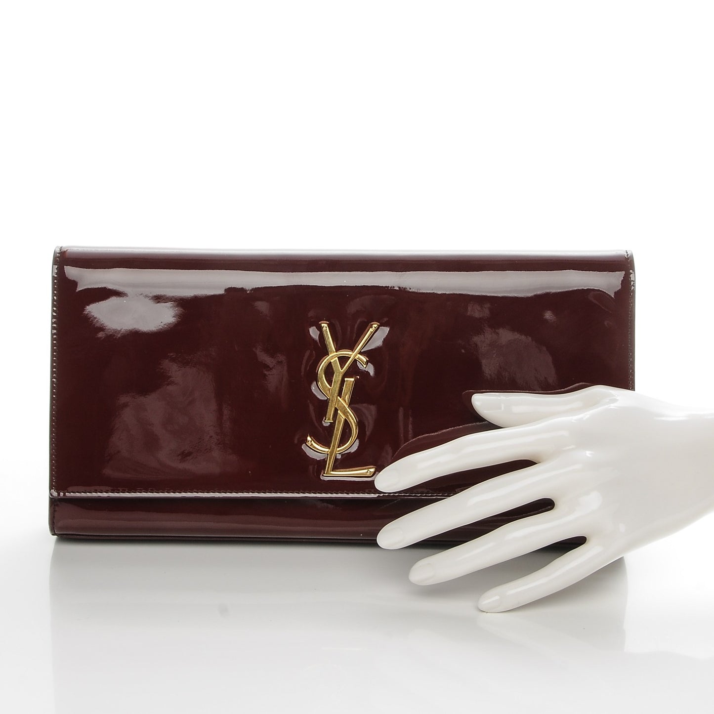 Patent Classic Monogram Cassandre Clutch Dark Red
