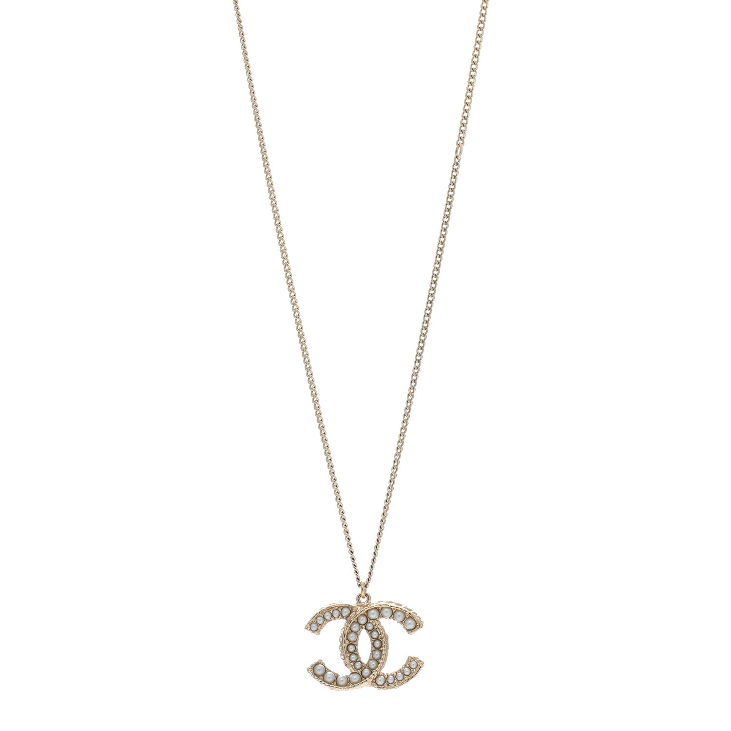 Chanel Pearl CC Pendant Necklace Gold 1 of 5