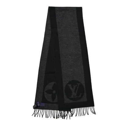 Louis Vuitton Lambswool Angora Cardiff Scarf Black Grey 2 of 3