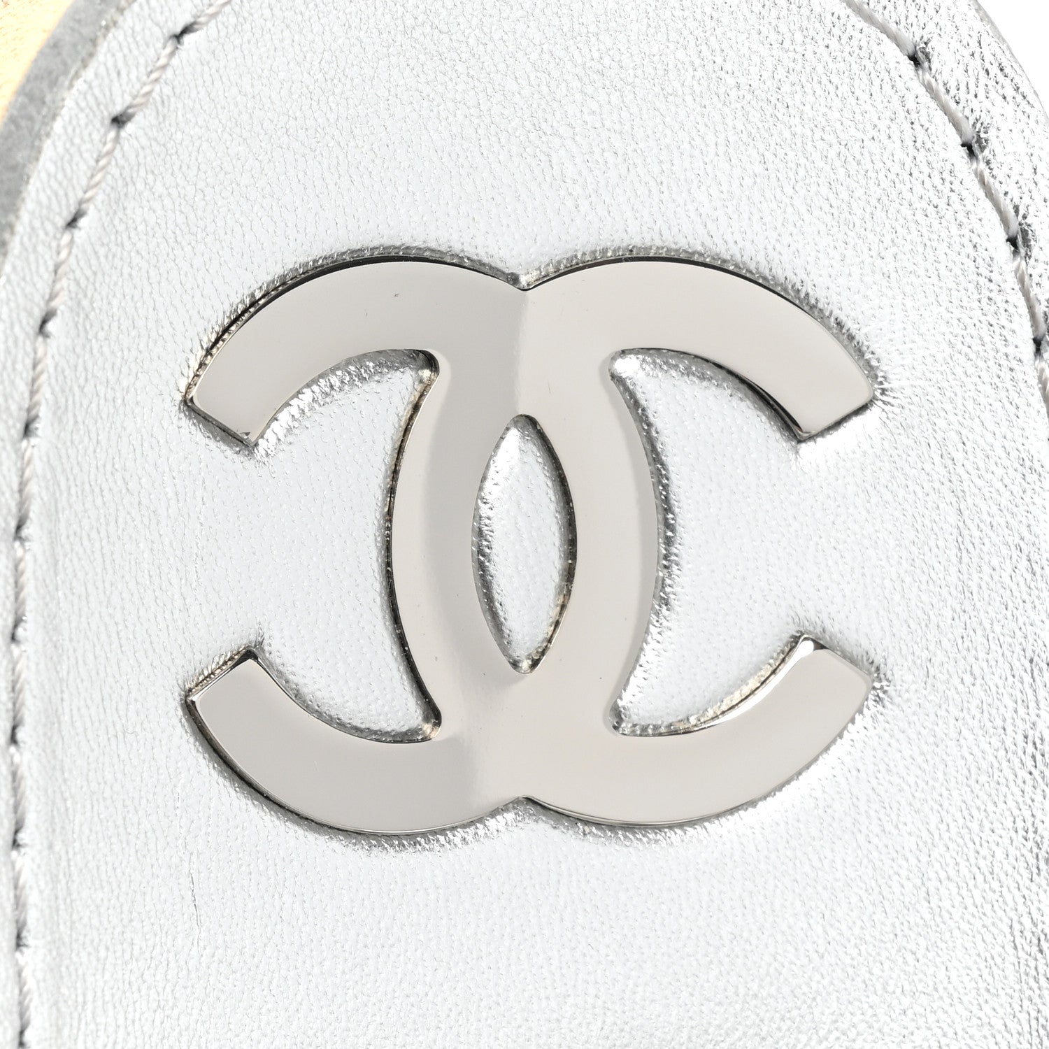 Chanel Metallic Laminated Goastkin Chain Flat Sandals 37 Silver 8 of 11