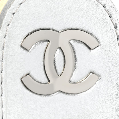 Chanel Metallic Laminated Goastkin Chain Flat Sandals 37 Silver 8 of 11