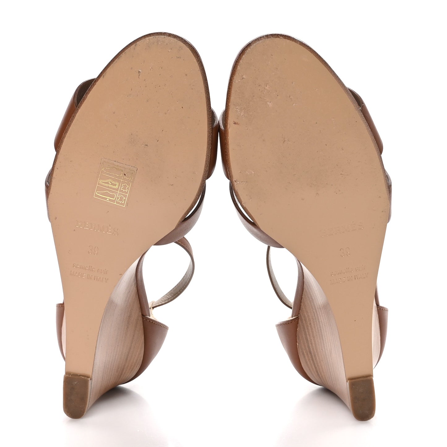 Calfskin Legend Wedge Sandals 39 Gold