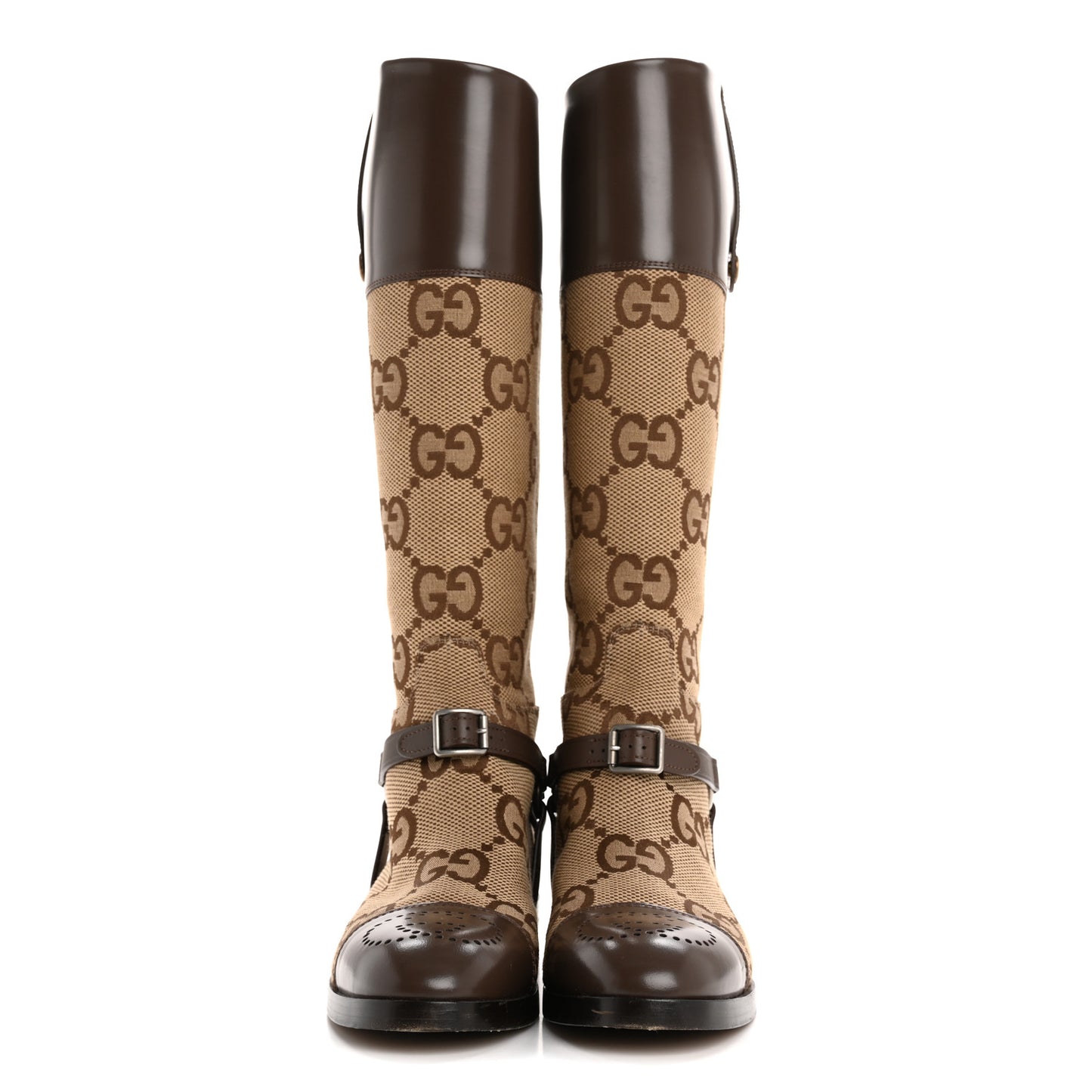 Monogram Jumbo GG Cordovan Lux Zelda Harness Riding Boots 39 Camel Ebony New Acero