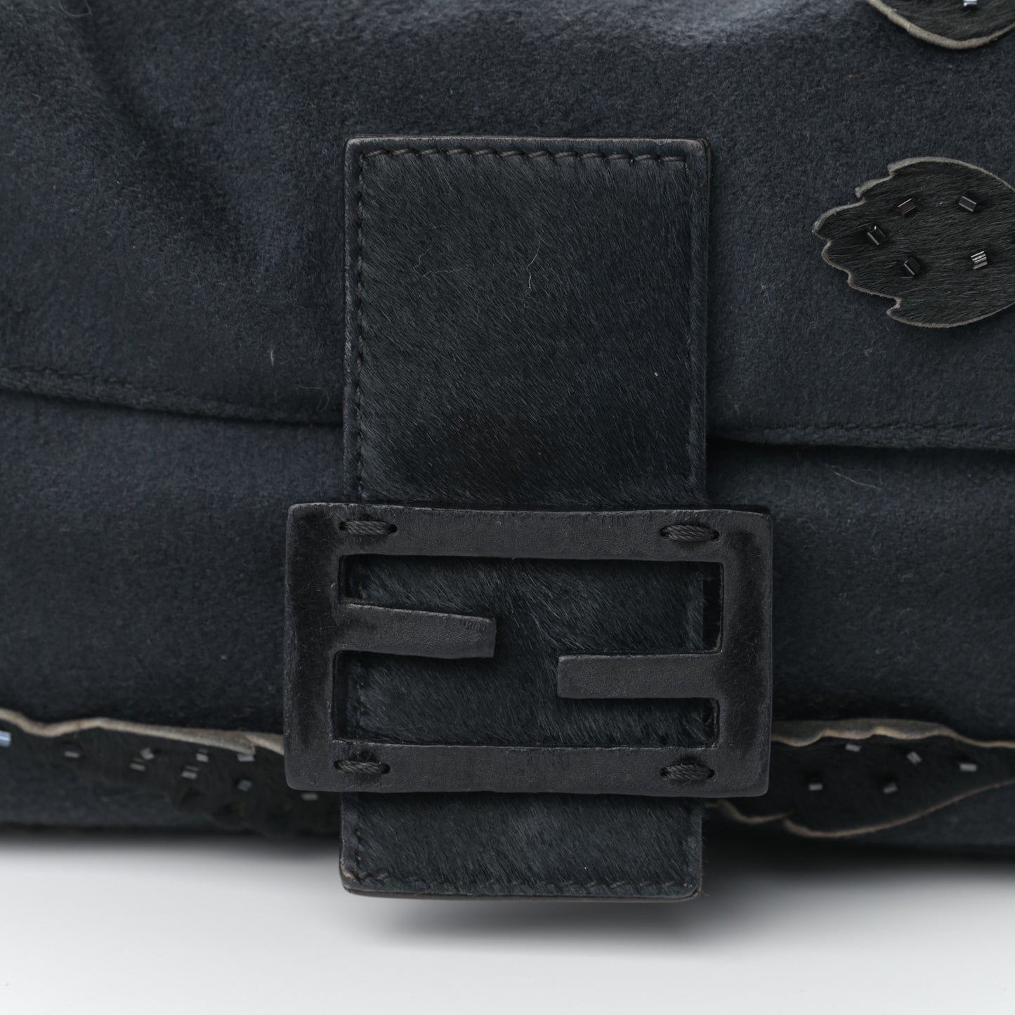 Wool Beaded Baguette Black