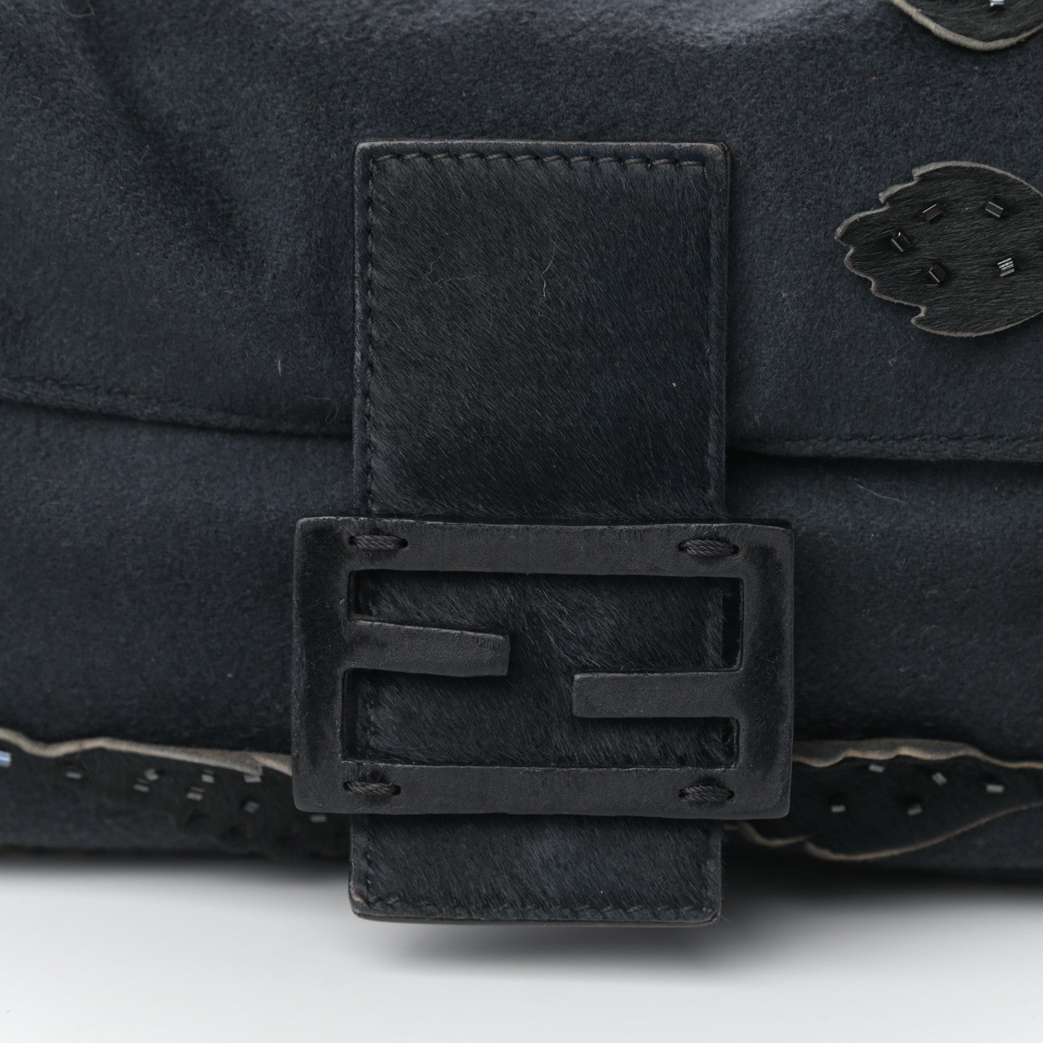 Fendi Wool Beaded Baguette Black 12 of 14