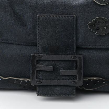 Fendi Wool Beaded Baguette Black 12 of 14