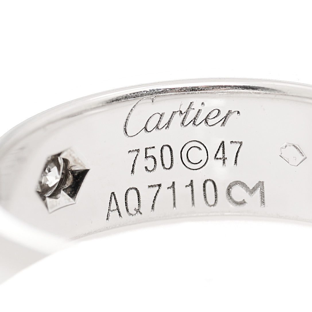 18K White Gold 3 Diamond 5.5mm LOVE Ring 47 4