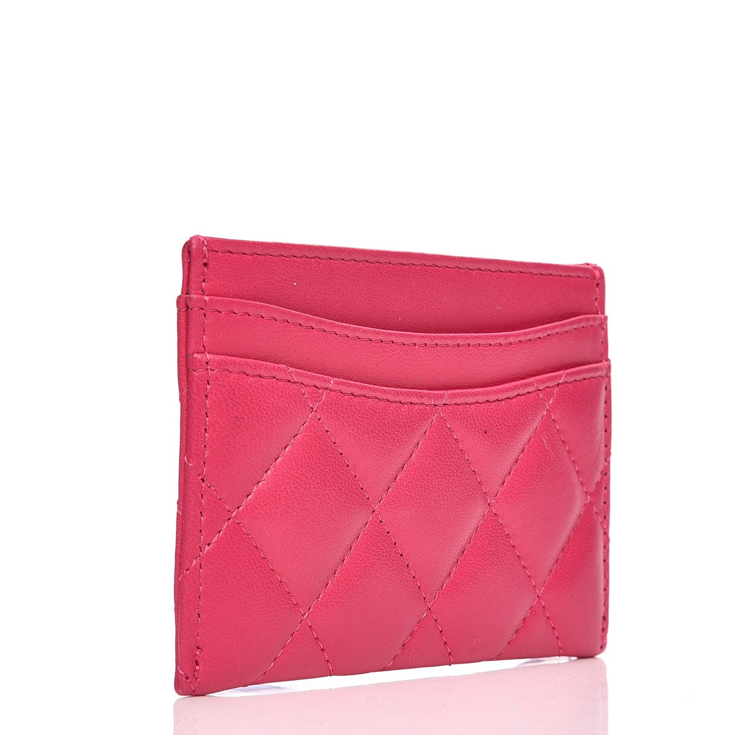 Chanel Lambskin Quilted Card Holder Fuchsia 3 of 9