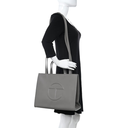 Telfar Vegan Leather Medium Shopping Bag Grey 2 of 10