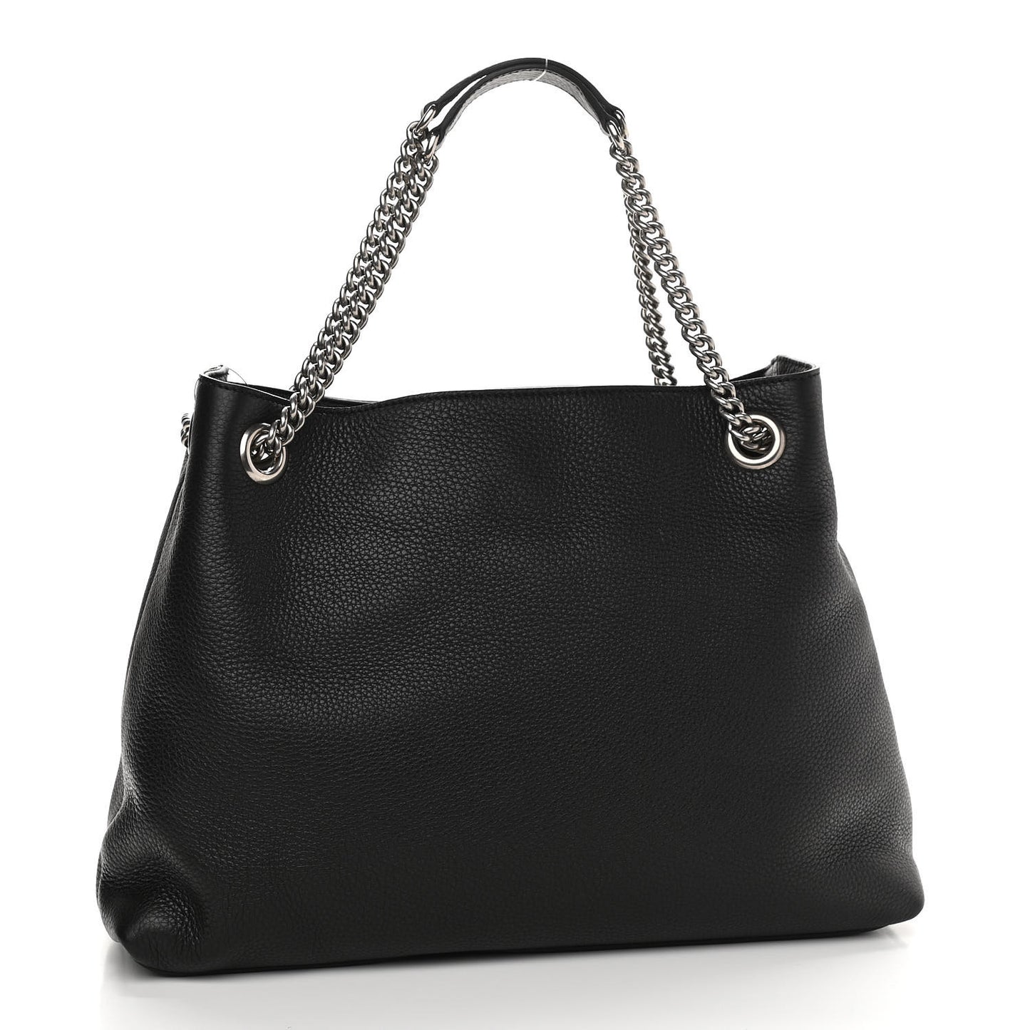 Pebbled Calfskin Studded Medium Soho Chain Shoulder Bag Black