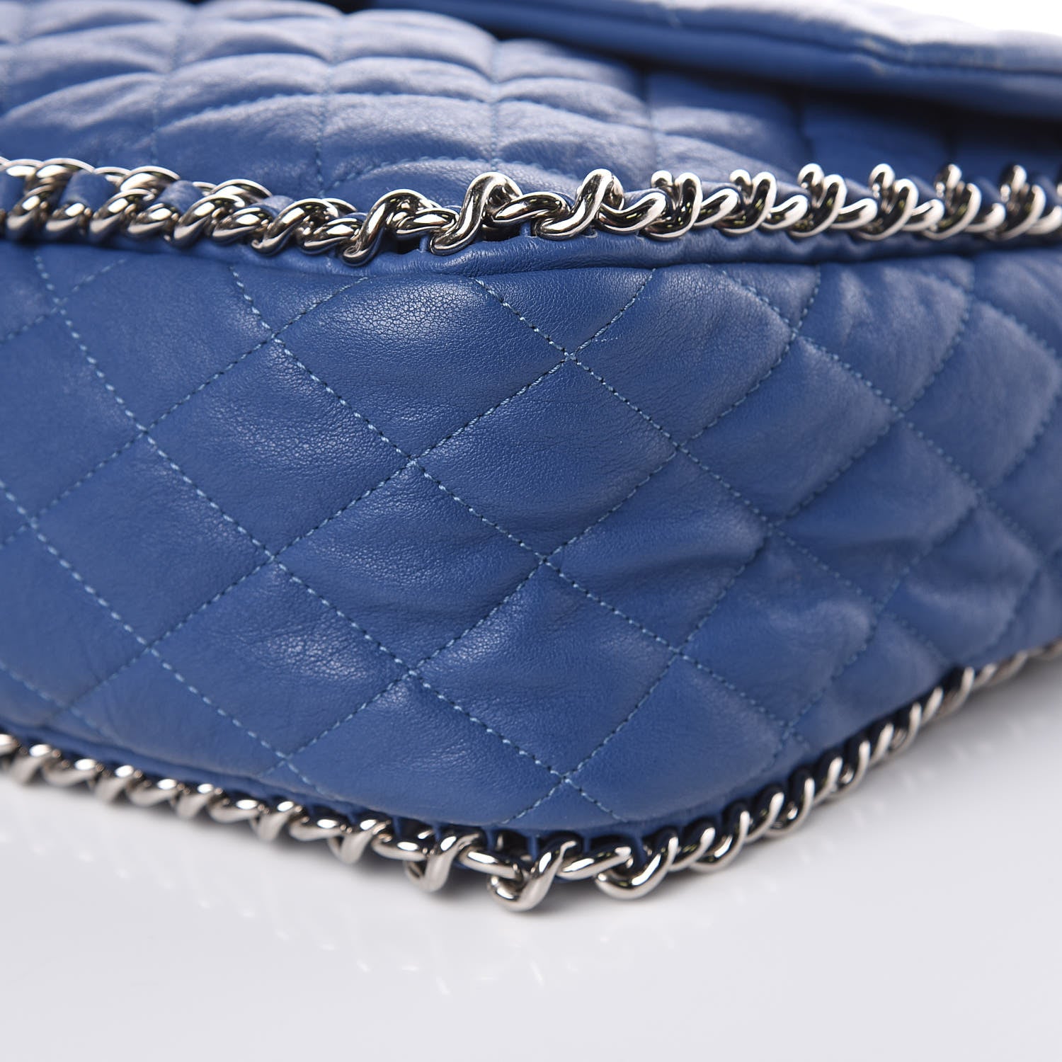 Chanel Washed Lambskin Quilted Chain Around Maxi Flap Light Blue 9 of 17