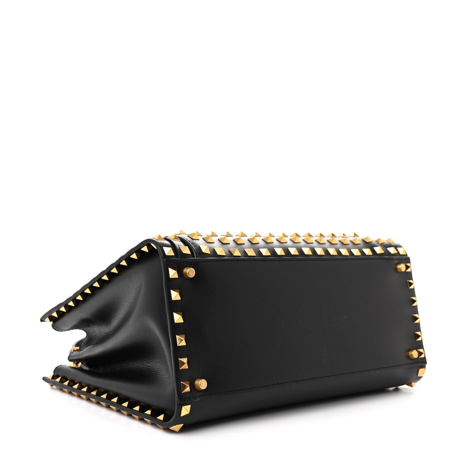 Valentino Garavani Grainy Calfskin Medium Rockstud Allover Alcove Top Handle Tote Bag Black 4 of 11