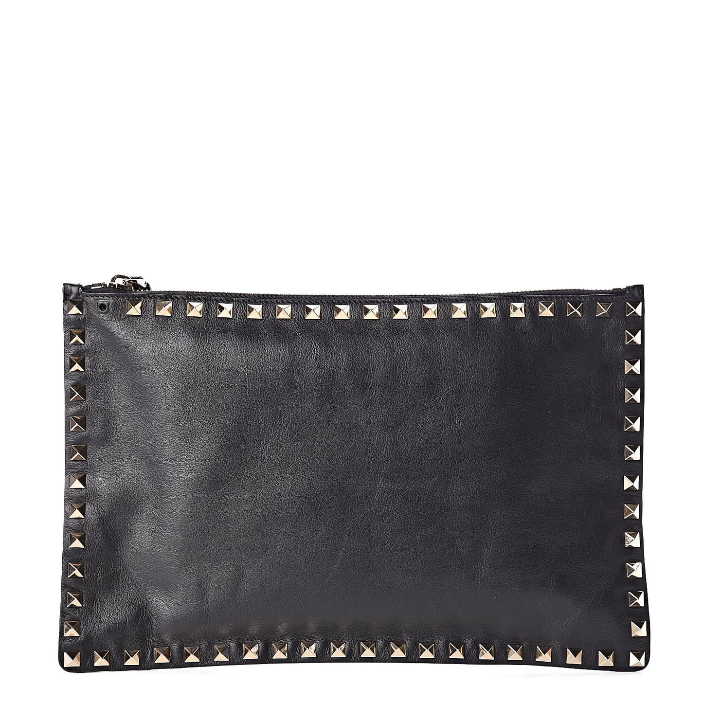 Vitello Large Rockstud Zip Pouch Black