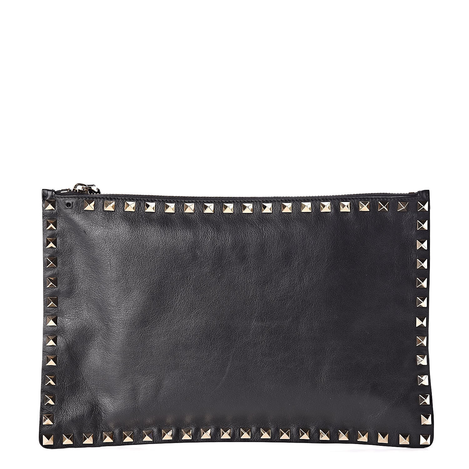 Valentino Garavani Vitello Large Rockstud Zip Pouch Black 1 of 7