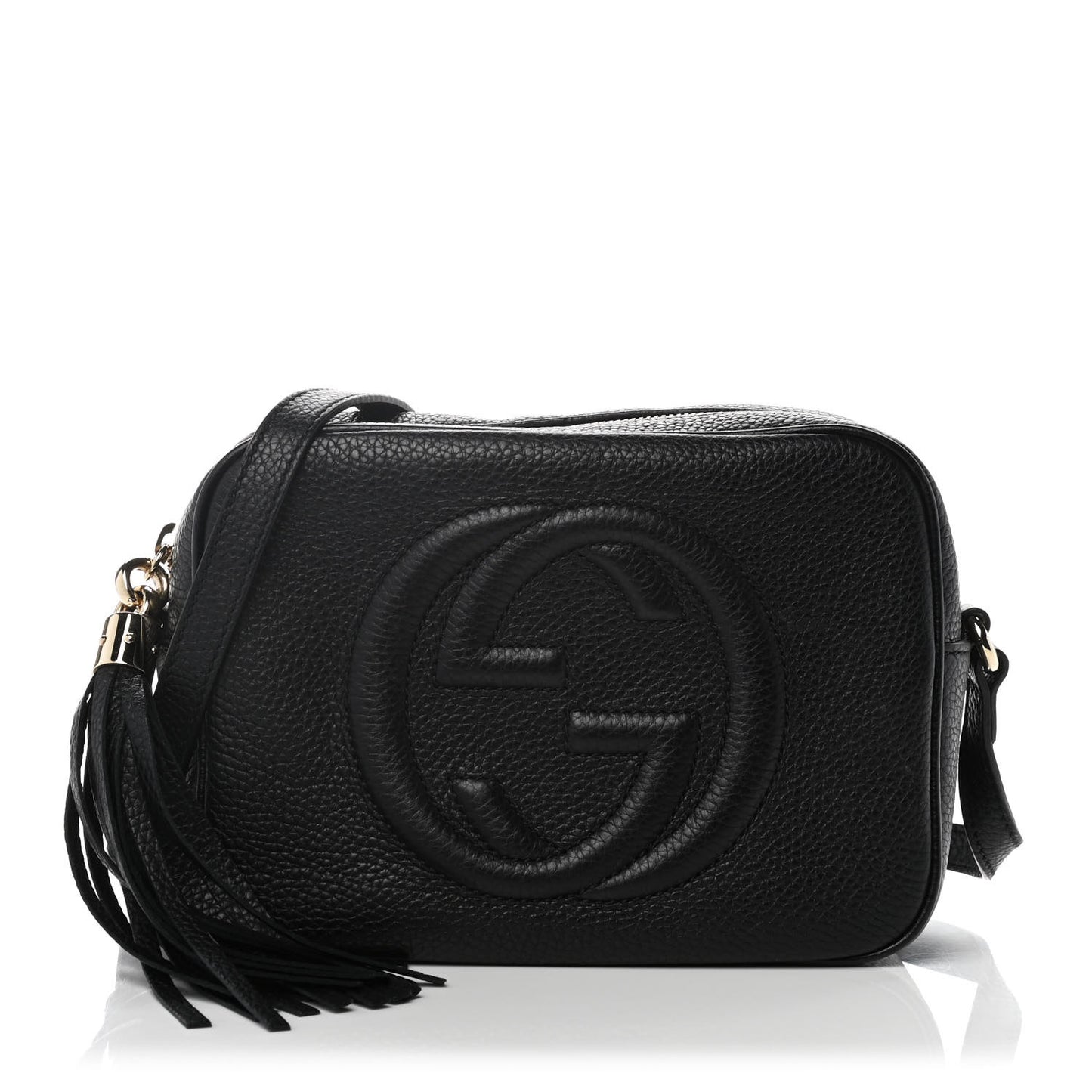 Pebbled Calfskin Small Soho Disco Bag Black