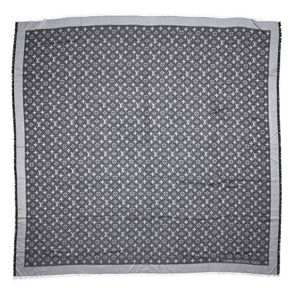 Louis Vuitton Wool Silk Monogram Denim Shawl Black 1 of 4